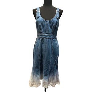 NWOT AMANDA UPRICHARD BLUE DENIM BELT STRAP DRESS WITH BACK ZIPPER CLOSURE
